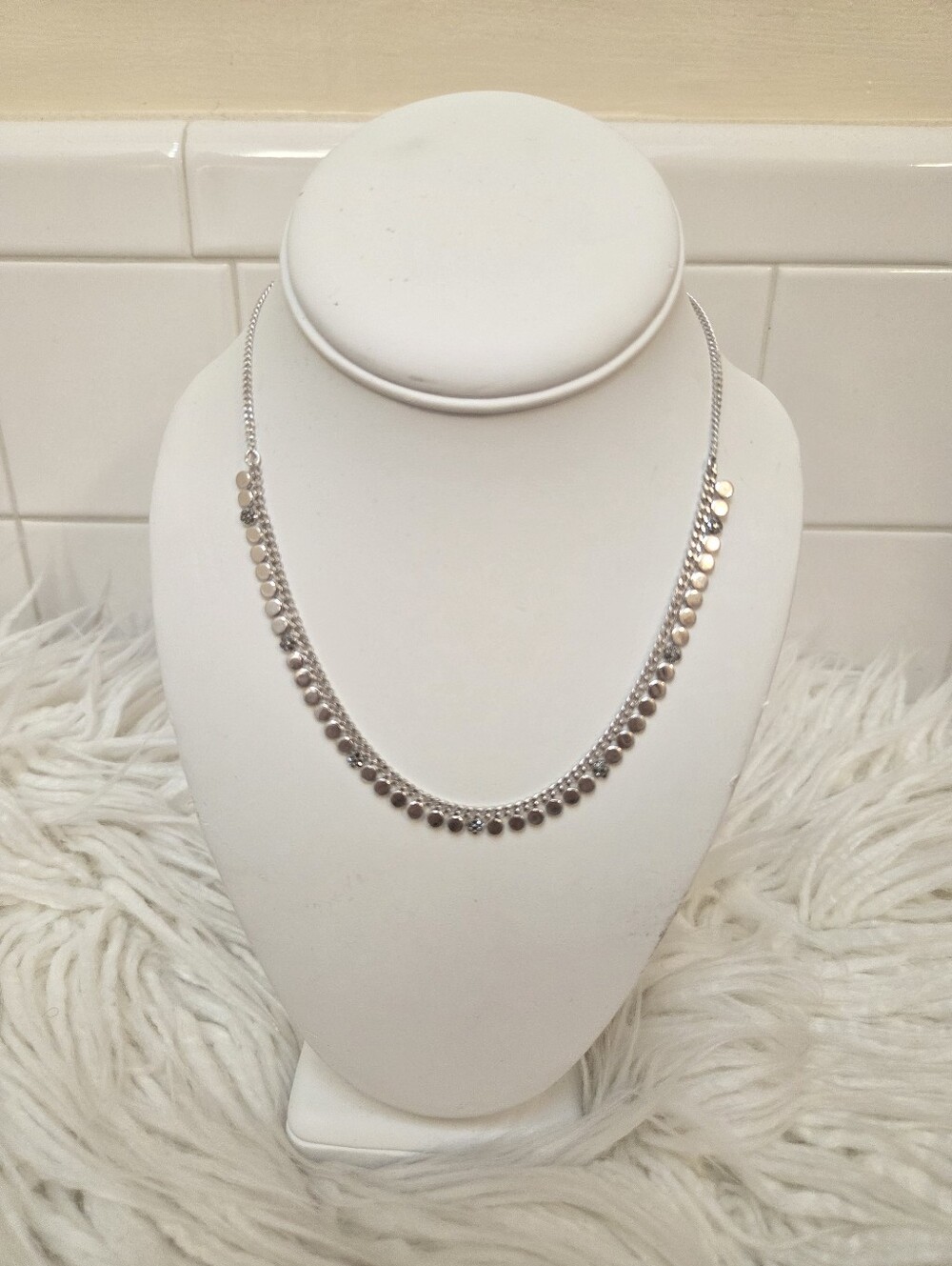 Lucky Brand Delicate Silver Disc Fringe Necklace - Women Jewelry